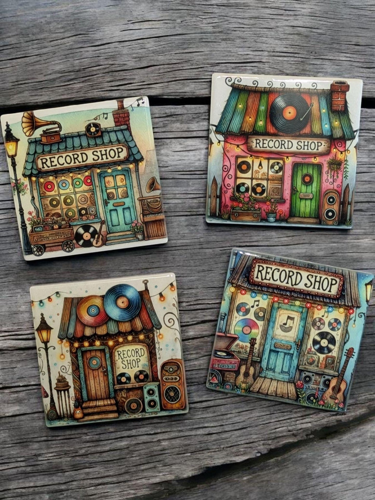 Record Shop Coasters, Set of 4
