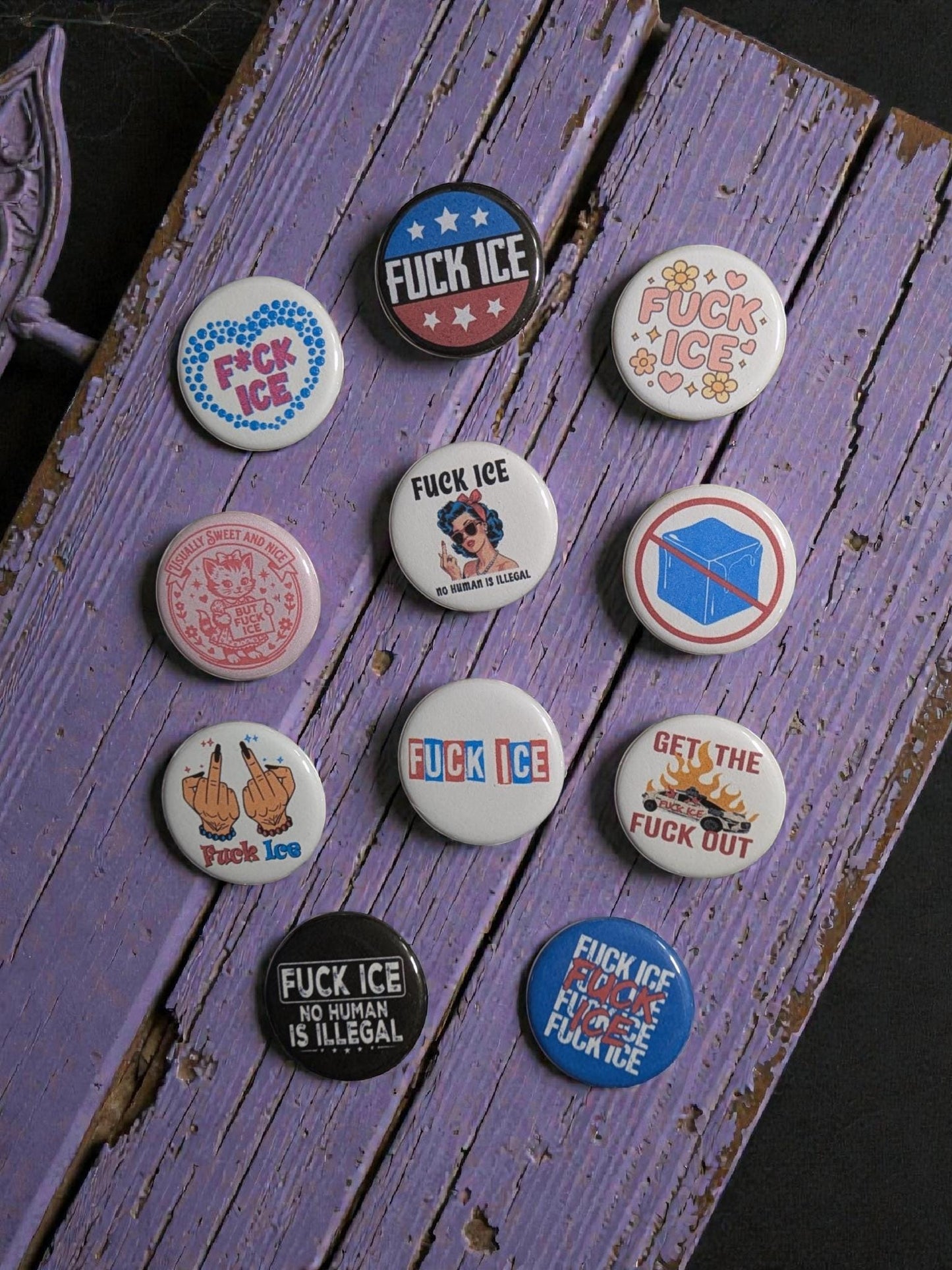 Anti ICE Pinback Buttons, Protest Pins, Human Rights (1.25")