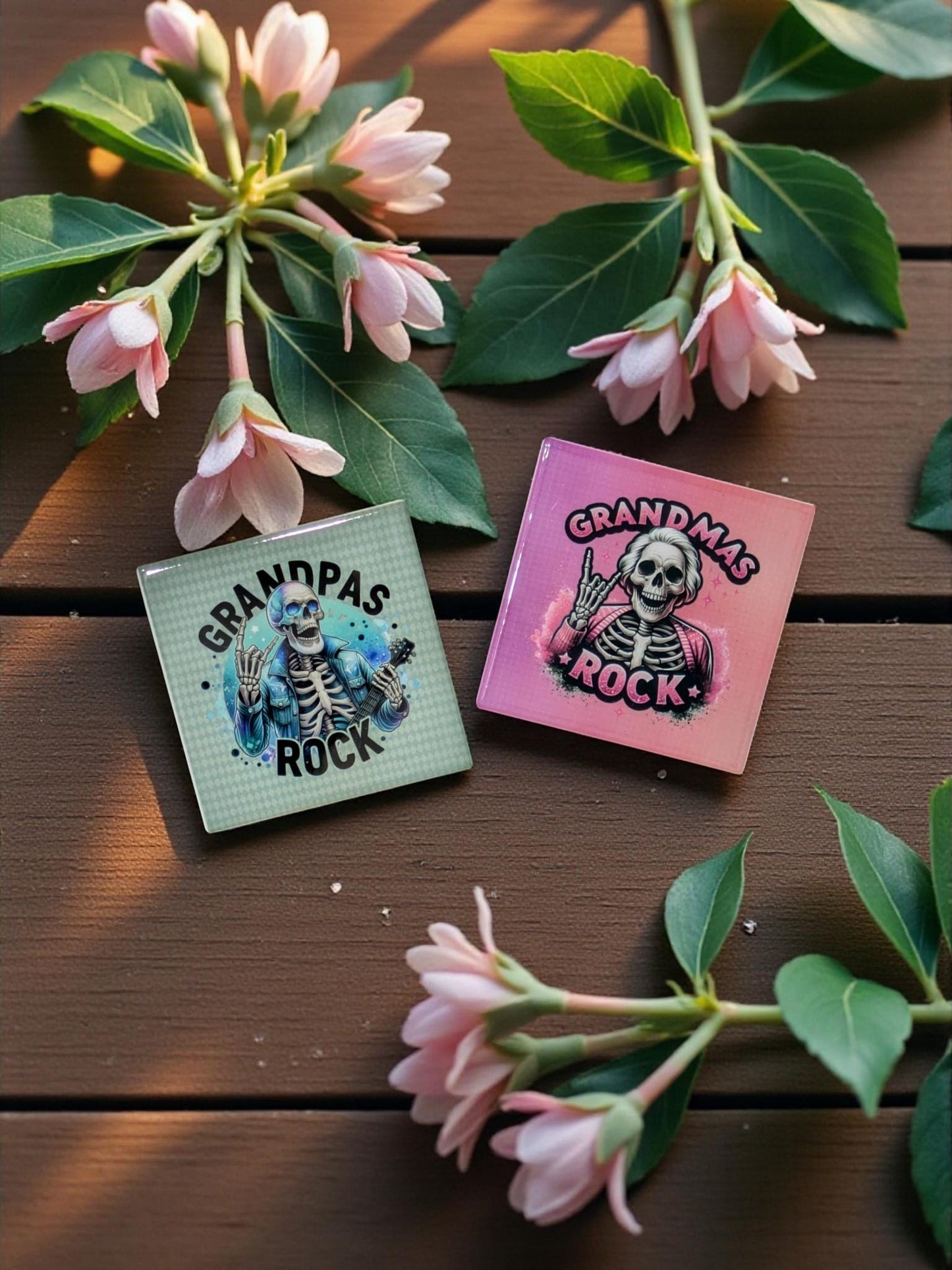 Grandma's Rock and Grandpa's Rock Coasters, Set of 2