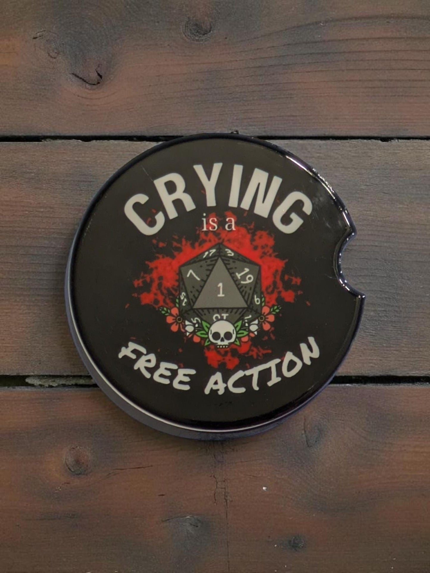 D20, Crying is a Free Action, Gaming, Car Coasters Set of 2