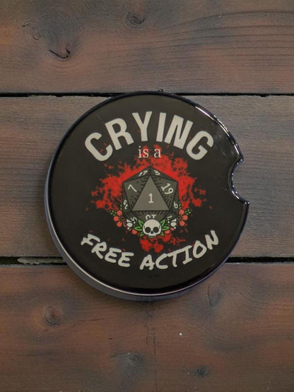 D20, Crying is a Free Action, Gaming, Car Coasters Set of 2