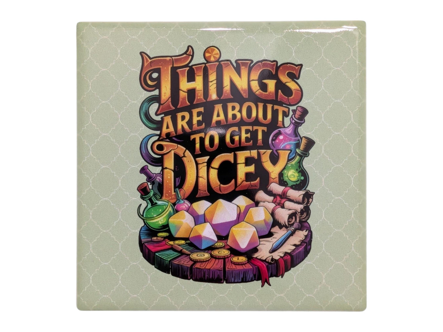 D20, Game Night, Dice RPG, Square Coasters Set of 2
