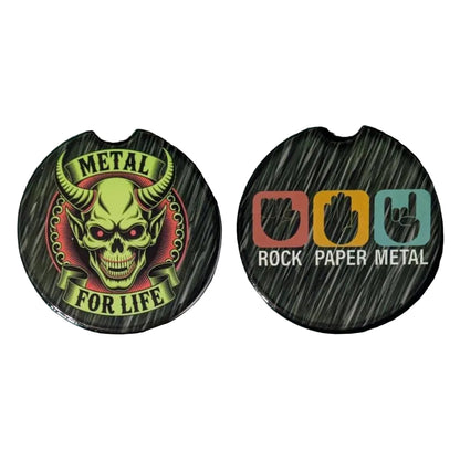 Heavy Metal For Life, Metal Horns Car Coasters Set of 2