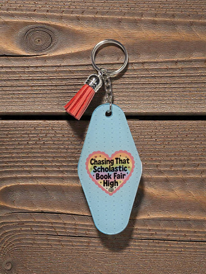 Scholastic Book Fair Keychain, Retro Motel Style, Book Lover Gift