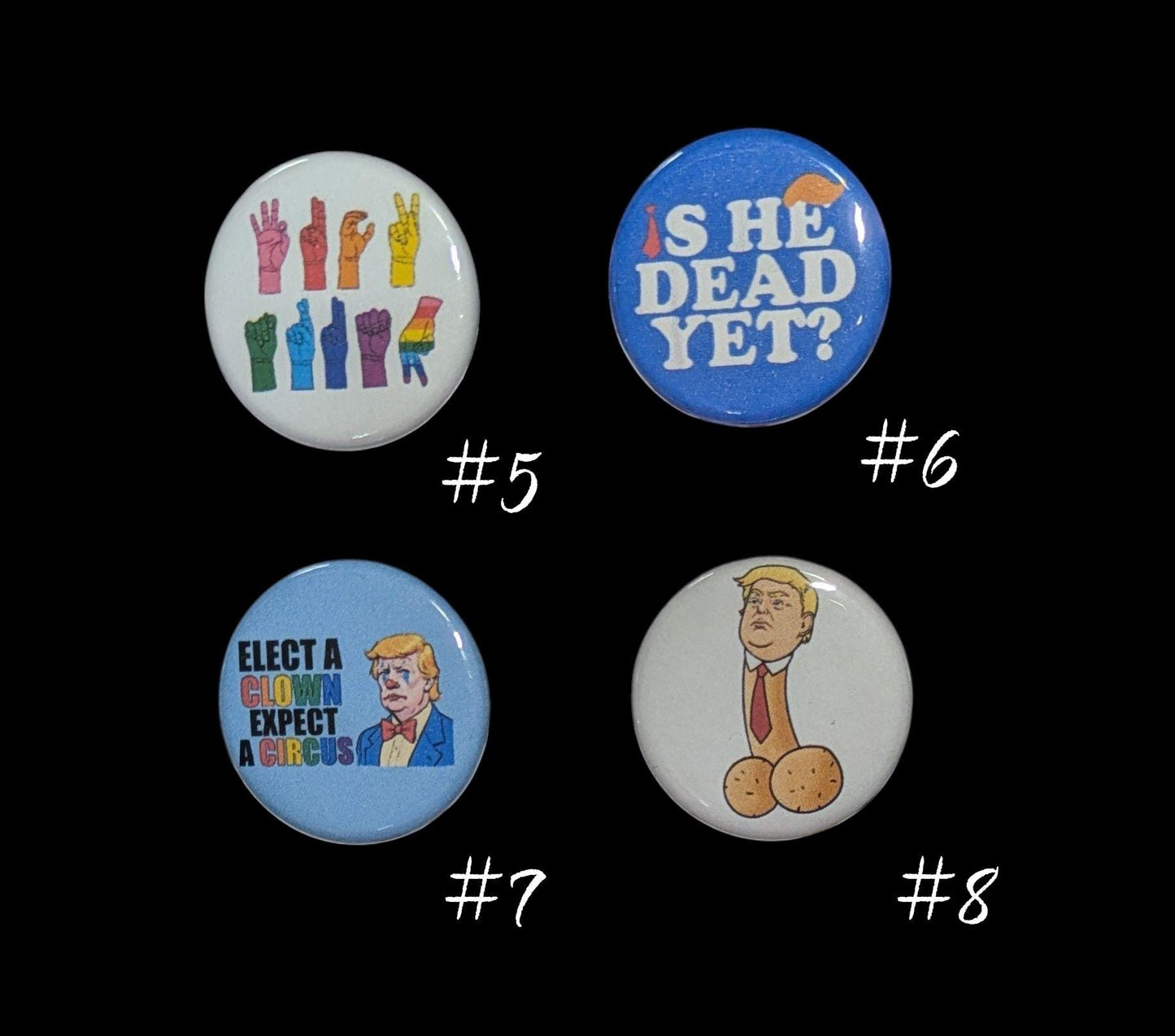 Anti Trump Buttons, Anti MAGA, No Kings, Pin Back, 1.25"