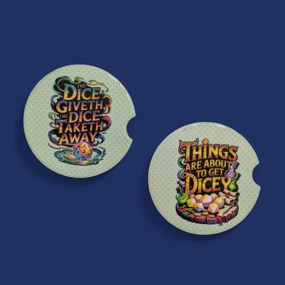 D20, Gaming Dice, Car Coasters Set of 2